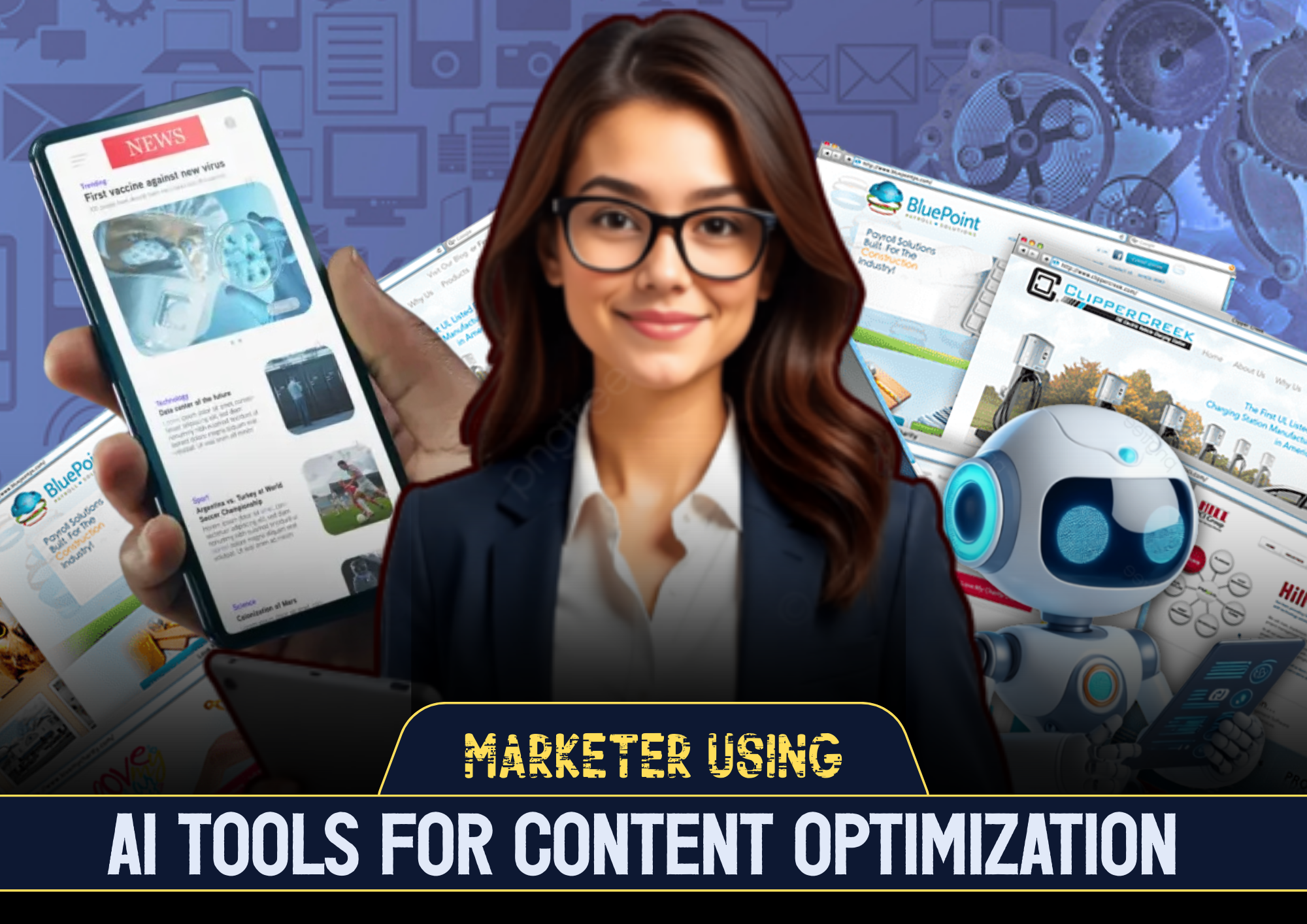 Marketer using AI tools for content optimization