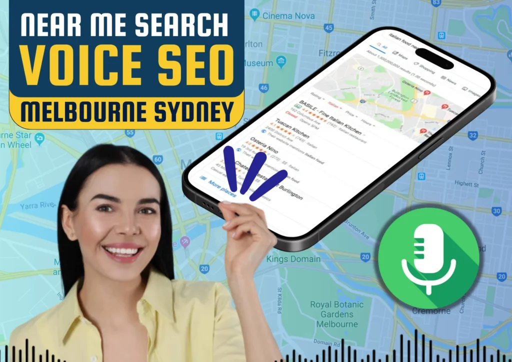Example of a mobile user searching ‘best café near me in St Kilda’ with voice search SEO