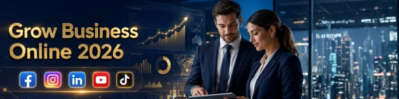 Business owner growing an online business using digital marketing strategies grow your business online